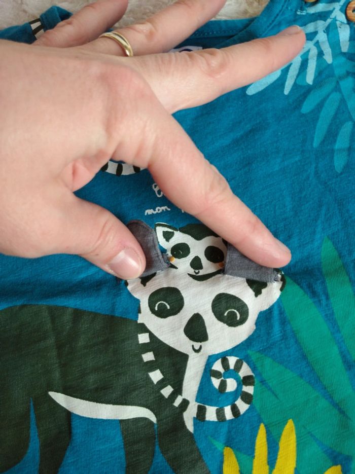 Tee shirt chemise manches courtes Garçon 12 mois Jungle Coucou Papa Lémurien Mots d'enfants - photo numéro 7