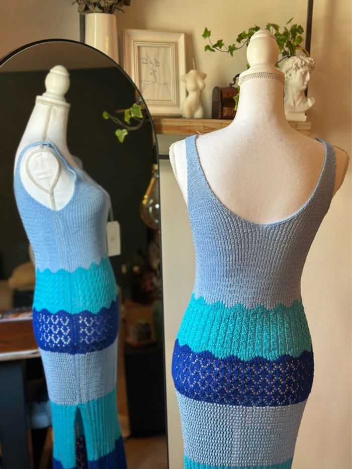 Robe longue maille bleue Alchemia Tricot – Taille unique Neuve - photo numéro 6