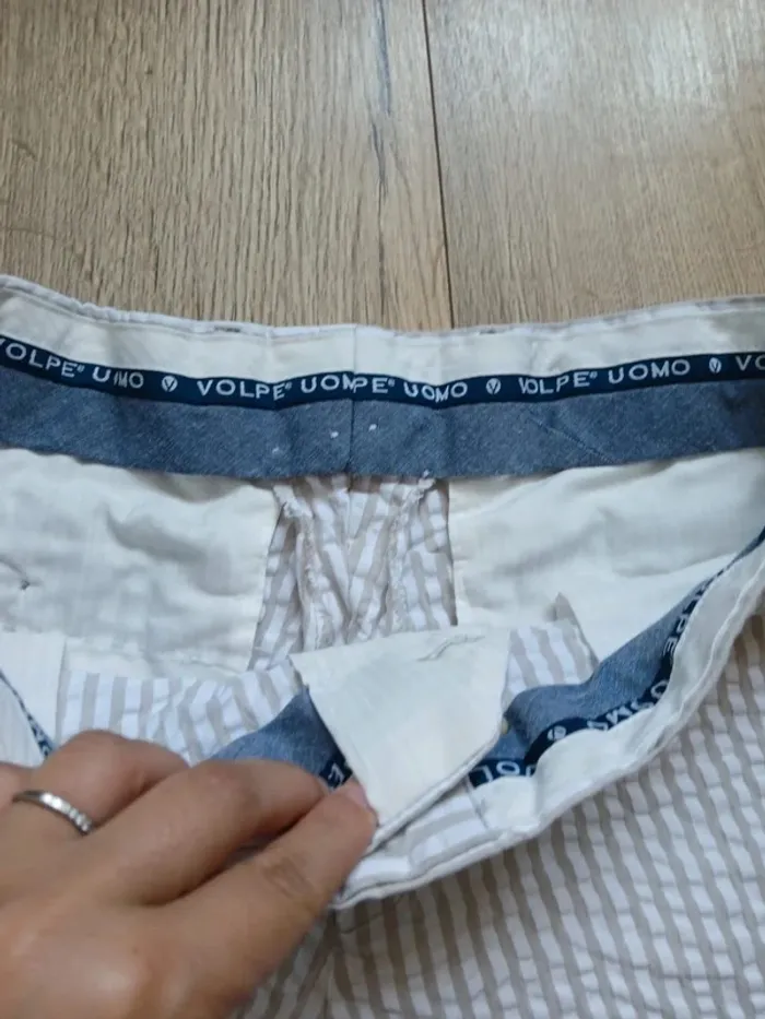 Pantalon léger uomo beige rayé blanc 42 - photo numéro 3