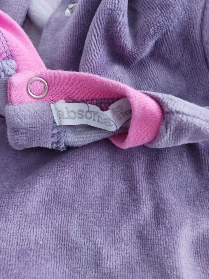 Pyjama fille mauve Velour Absorba 6 mois - photo numéro 3