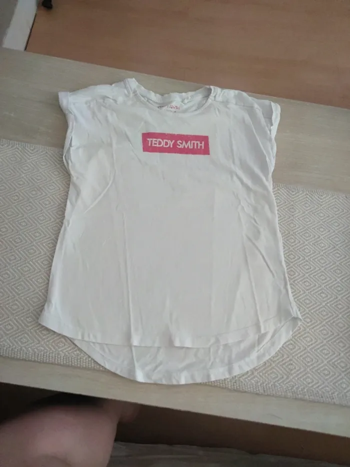 Tee-shirt blanc rose teddy smith 12 ans