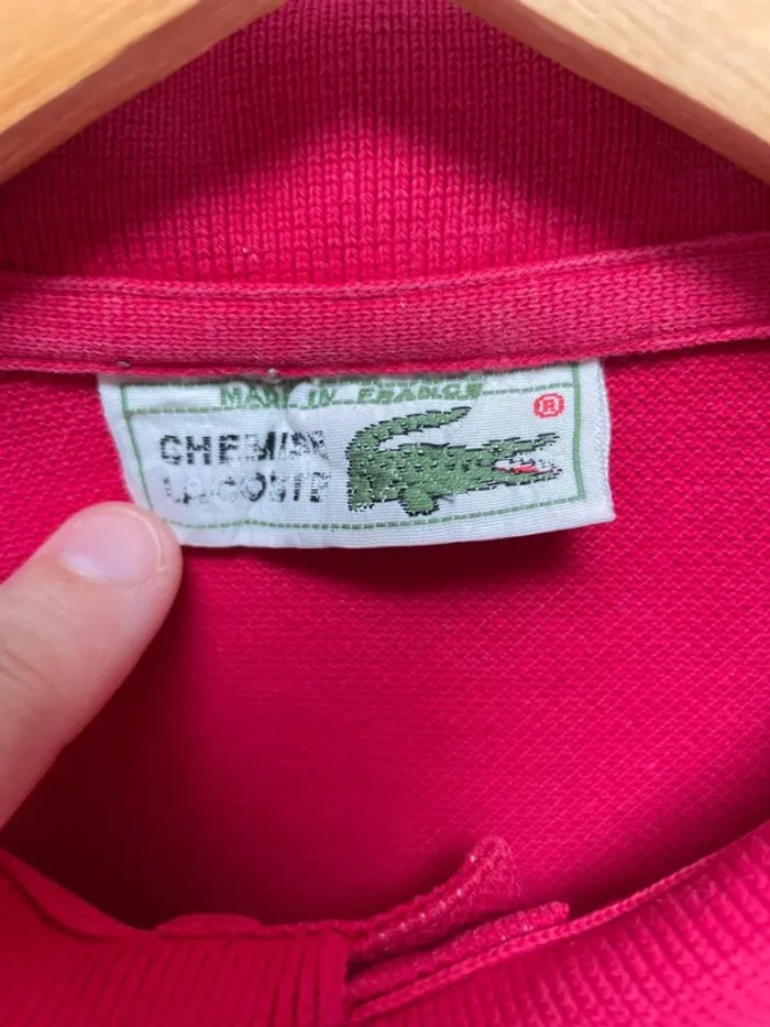 Polo framboise Lacoste vintage manches courtes taille 5 homme Made in France 🇫🇷 - photo numéro 3