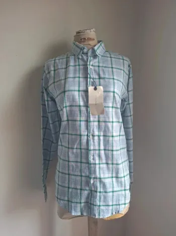 Chemise à carreaux bleu, vert et blanc, neuve,  Celopman Man, taille S