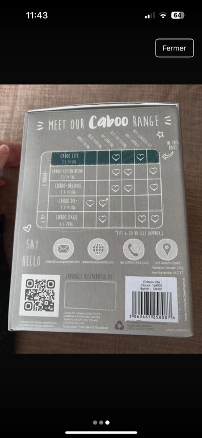 Porte bébé physiologique Caboo lite carrier bleu - photo numéro 3