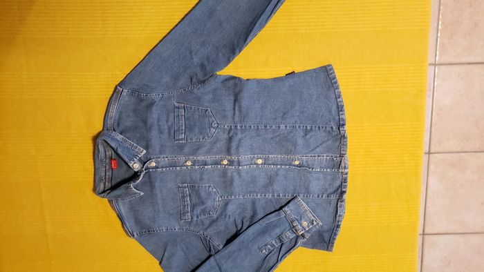 Chemise en jean stretch bleu cintrée à la taille - photo numéro 2