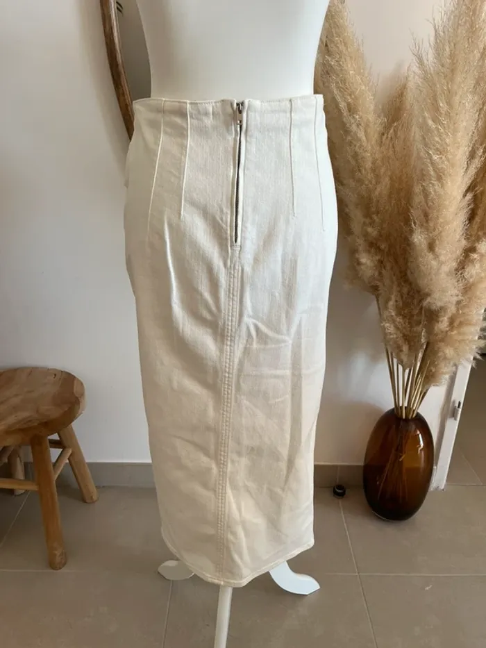 Jupe midi en jean blanche/écru Iro - photo numéro 5