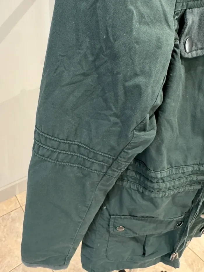 Manteau parka bleu/vert cache cache - photo numéro 4