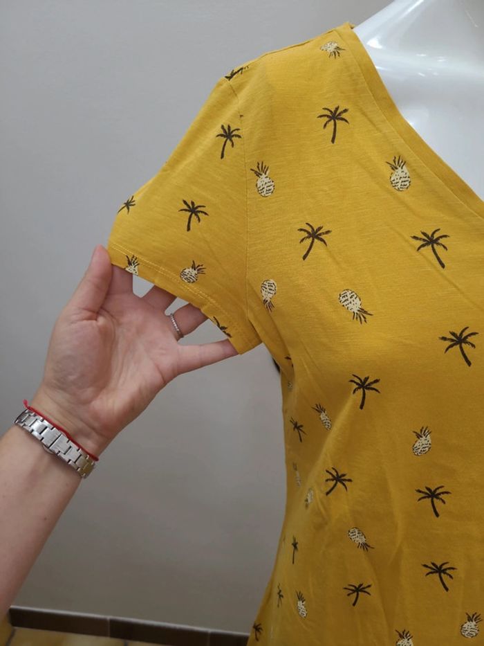 T shirt manches courtes Esprit jaune à motif taille L - photo numéro 5