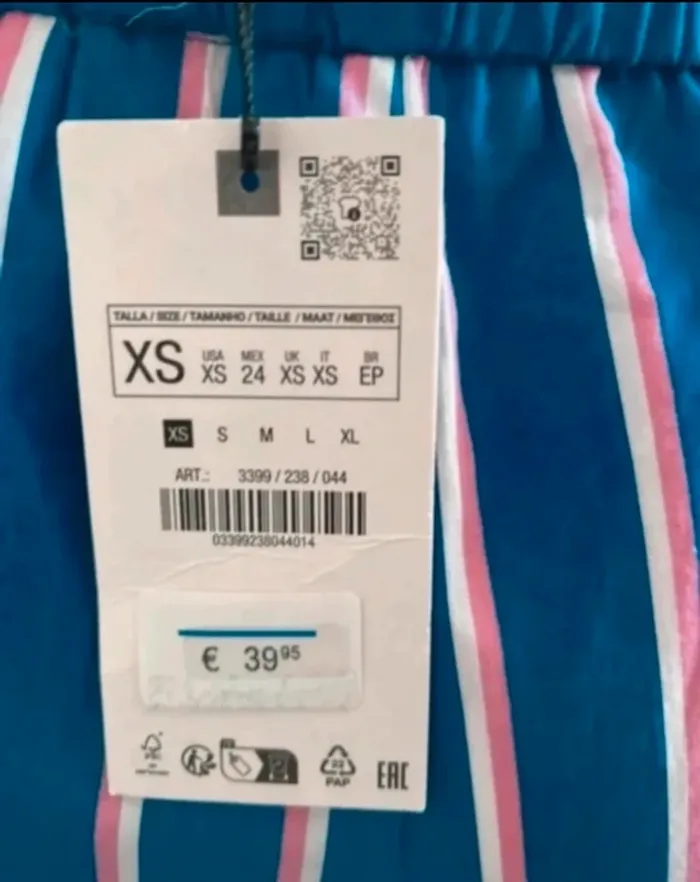 Pantalon Zara XS neuf – rayé bleu, blanc et rose - photo numéro 3