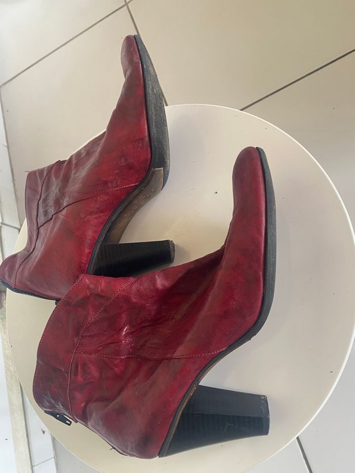 Bottines cuir rouge 41 - photo numéro 4