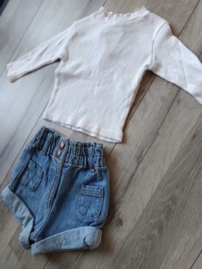 Ensemble short et manches longues côtelé 3 mois - photo numéro 4