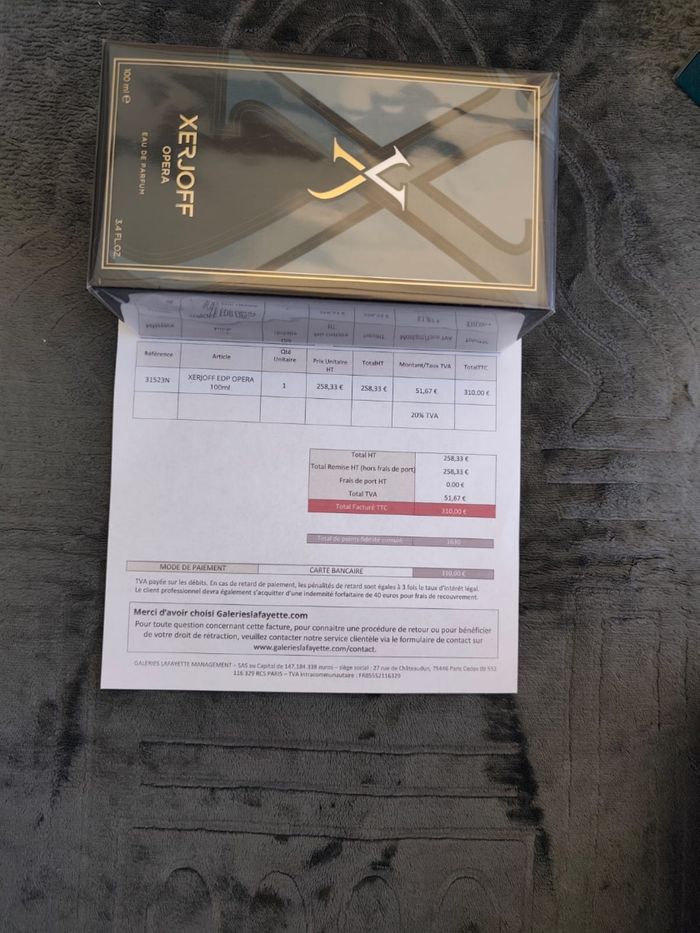 Eau de parfum xerjoff opéra 100 ml neuf origine facture - photo numéro 3