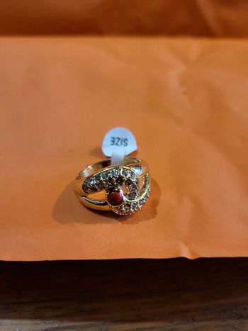 Bague Pierre Rouge et Strass - Taille 62