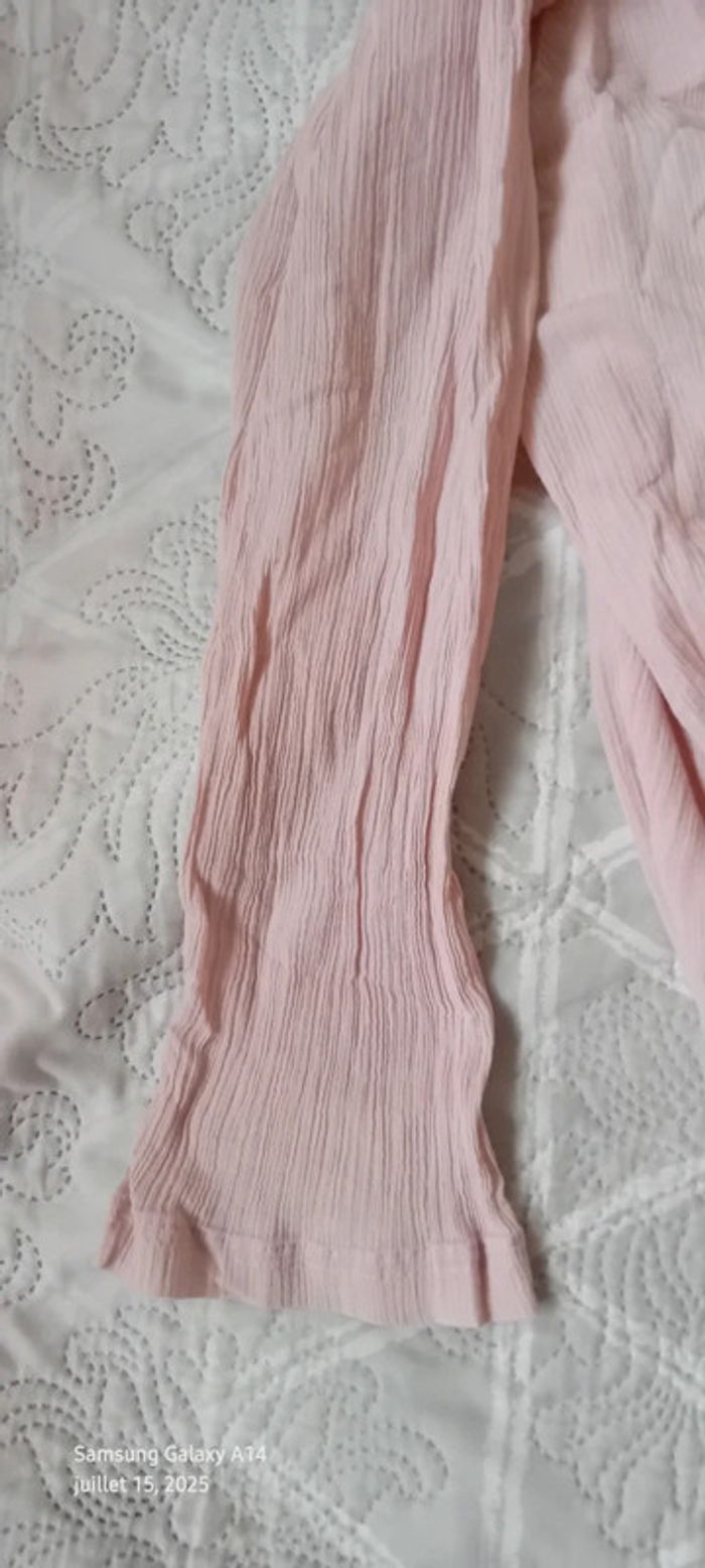 Blouse longue légère col V avec broderies aspect plissé rose femme 48/50 h&m BB - photo numéro 14