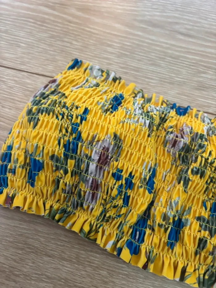 bandeau de maillot de bain jaune pimkie fleuris taille M - photo numéro 2