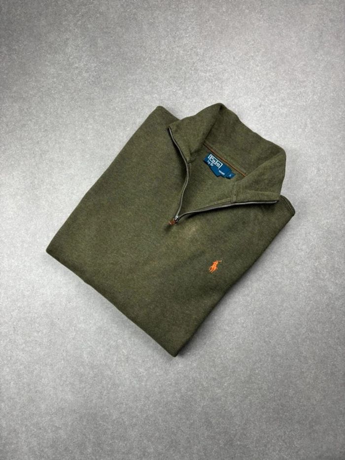 Pull d’hiver half zip 1/4 zip Ralph Lauren vert semi zip taille L