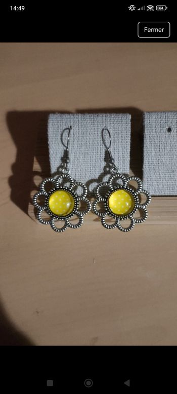 Boucles d'oreilles pois jaune