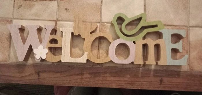 Welcome décoratif en bois à poser