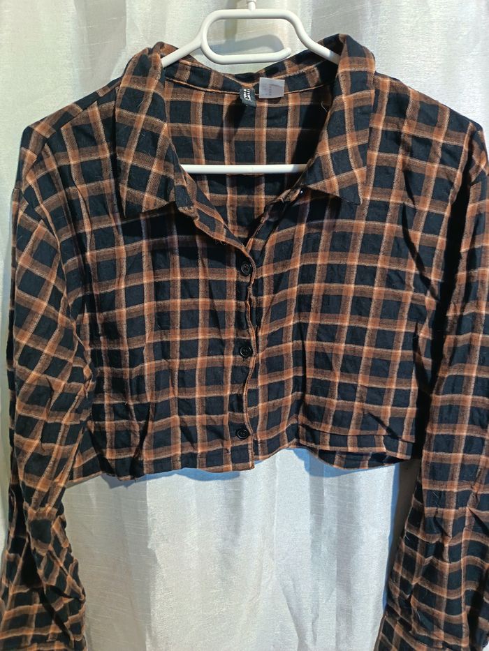 chemise courte marron de H&M 38 réf 72 D19