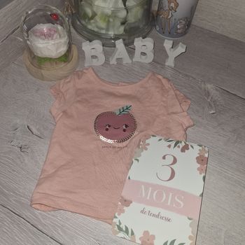 T-shirt bébé fille 3 mois pomme 🍎