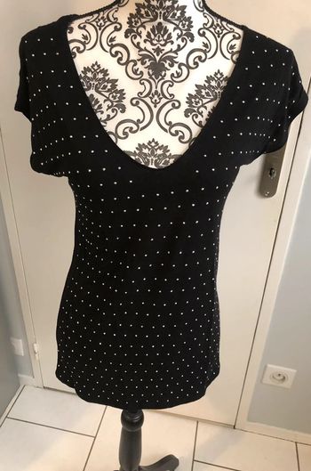 Sublim top col V taille 38 Caroll a strass