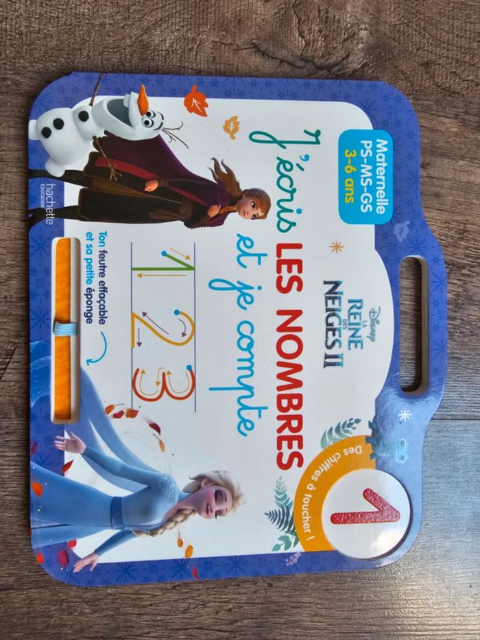 Livre ardoise j ecris les nombres et je compte reine des neiges