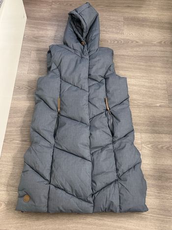  Doudoune Longue Grise à Capuche | Gilet Matelassé Sans Manches | Chaud Hiver 