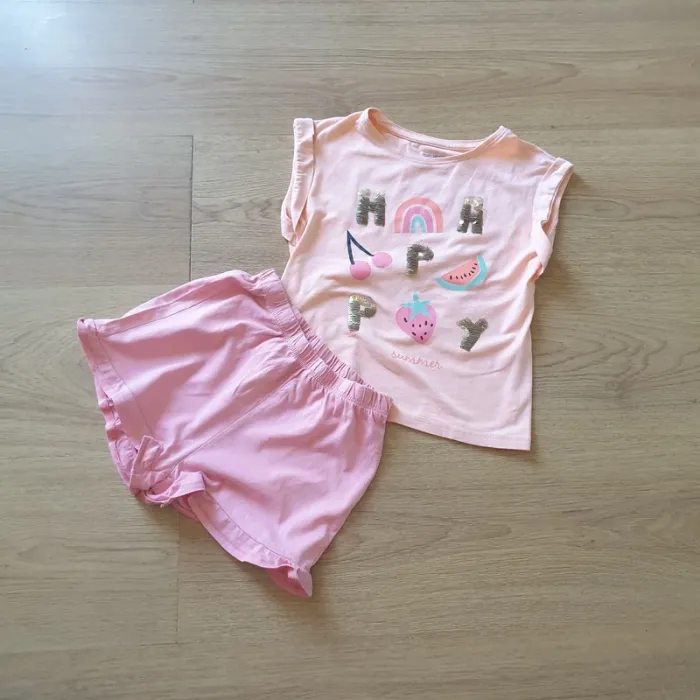 🩷 Ensemble tee-shirt MC short 6 ans Kiabi #emyfleury_6ansfille