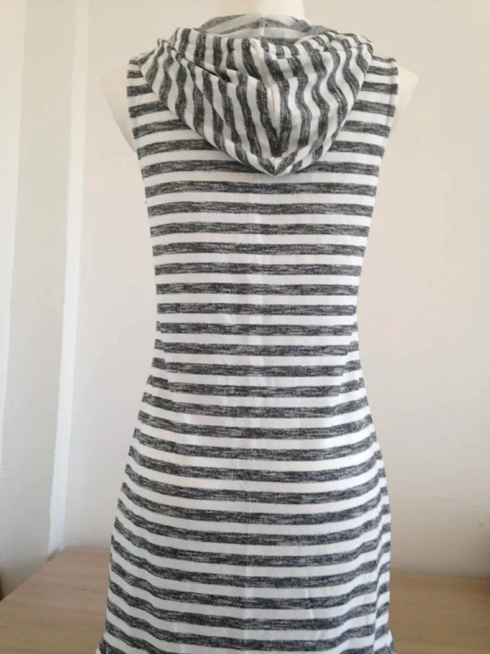Robe pull sans manches à capuche rayures/marinière M 38 - photo numéro 5