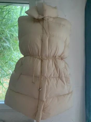 Doudoune longue crème sans manches taille S/ M