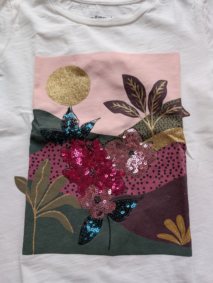 Tshirt ML blanc paysage en sequins - 4A - Gémo - photo numéro 2