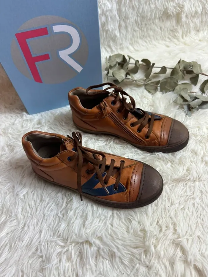 Paire de basket montante en cuir marron Franco Romagnoli taille 35 - photo numéro 3