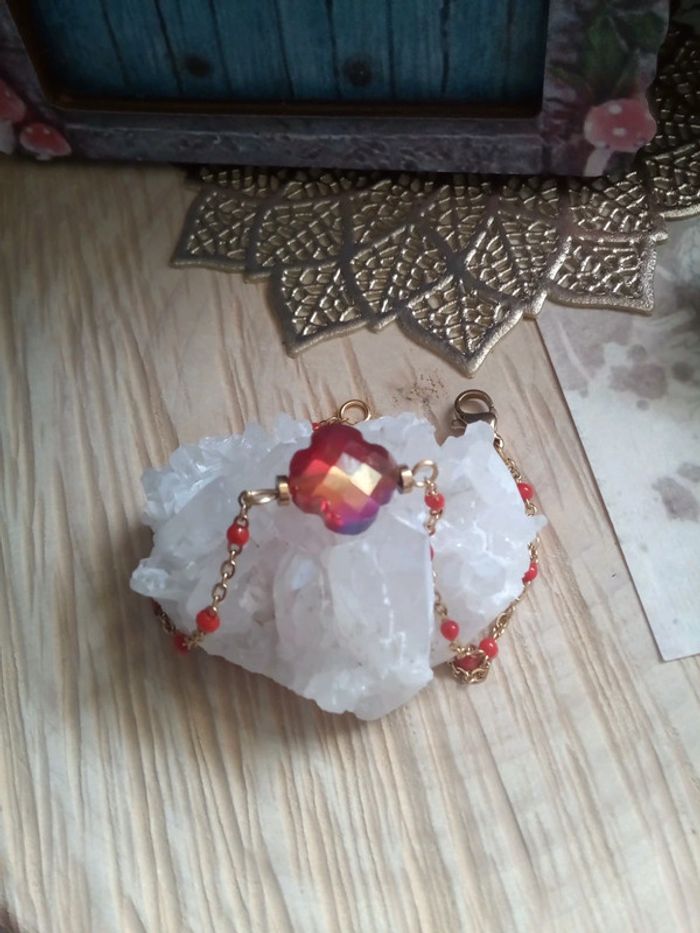 Bracelet trèfle rouge - photo numéro 2