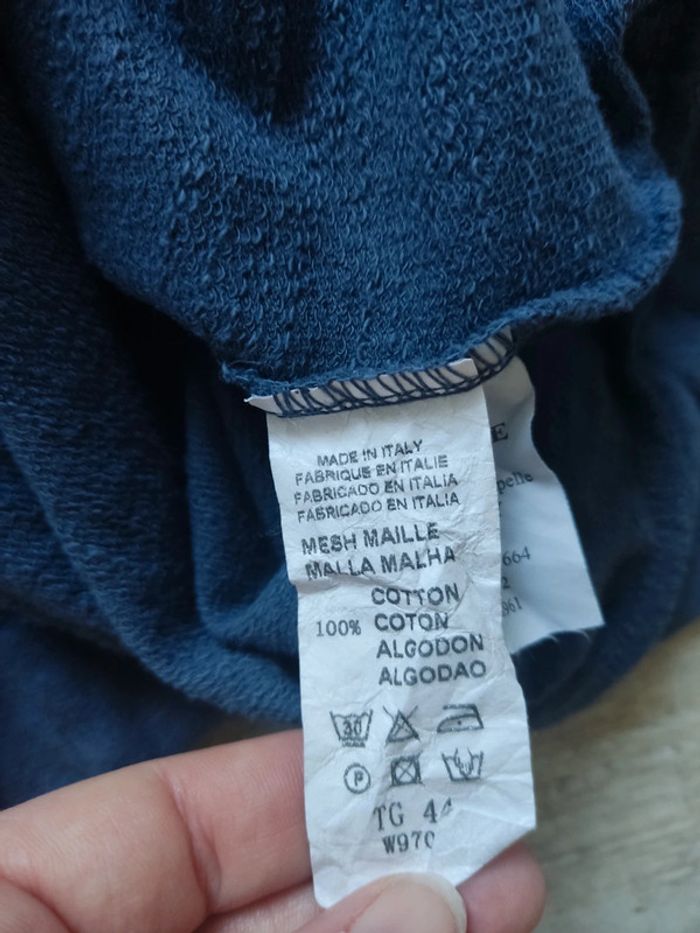 Tee-shirt crop manches 3/4 bleu gris taille 44 La Fée Maraboutée - photo numéro 9