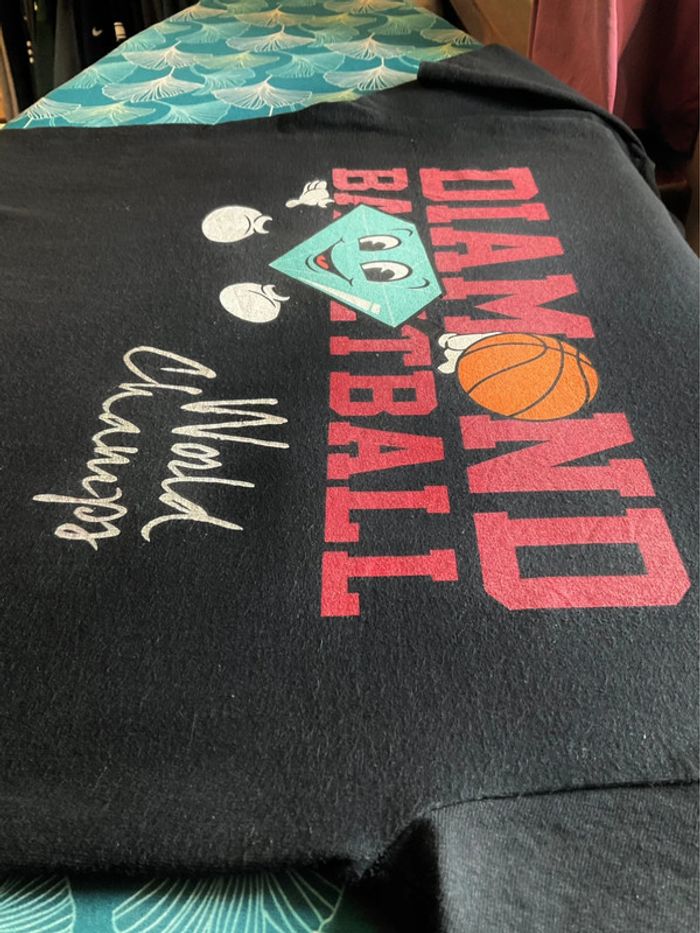 T-shirt noir pour homme Diamond Basketball taille M fabriqué aux USA 324 - photo numéro 3