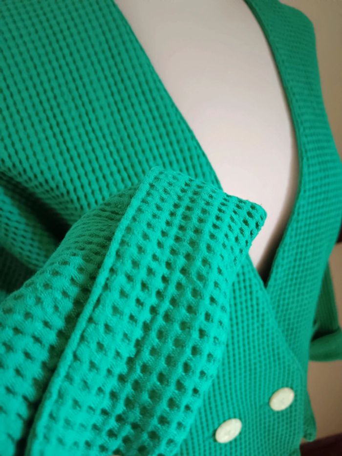 Veste ample nid d'abeille verte - photo numéro 4