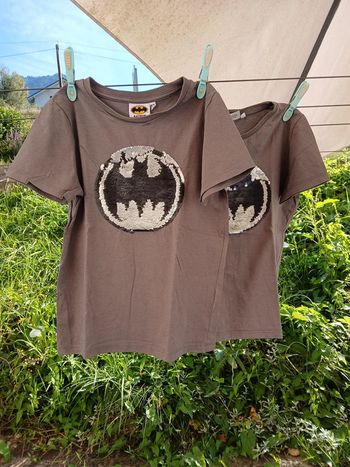 Lot tee-shirt sequin jumeaux batman