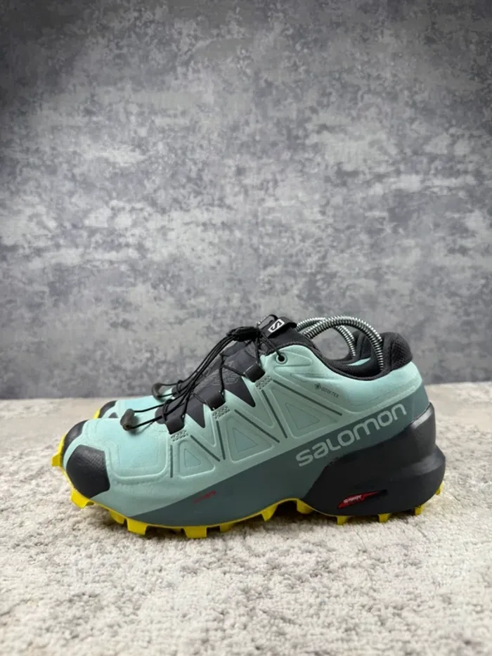 Salomon SpeedCross5 Gore-Tex - Blue & Yellow & Grey - photo numéro 5