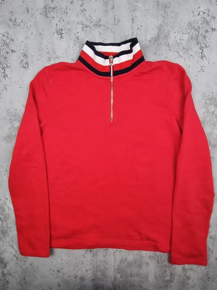 Sweat 1/4 zip Tommy Hilfiger rouge, M Femmes (mesures en photos) - photo numéro 3