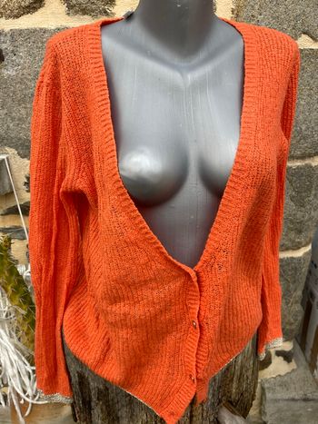 Cardigan en maille fine orange - La petite étoile 