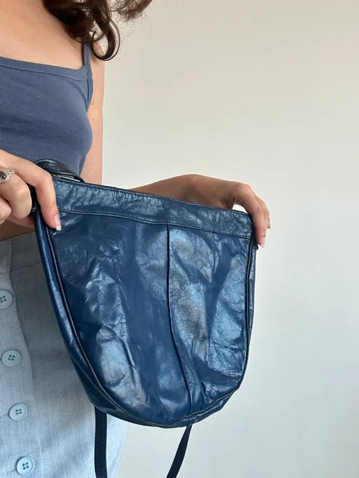 Petit sac à bandoulière bleu vintage années 80 - photo numéro 5