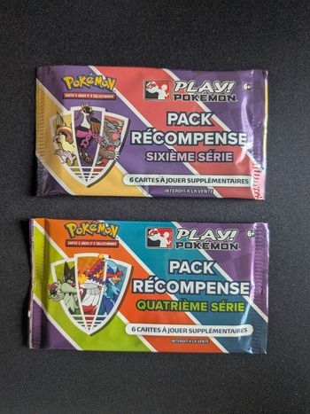 Pokémon lot 2 boosters pack récompense série  4 + 6 Play league ligue cartes stamp