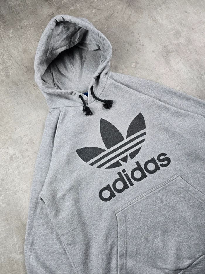 Sweat à Capuche Adidas Gris Logo Trefoil Vintage Streetwear Unisexe taille L - photo numéro 2