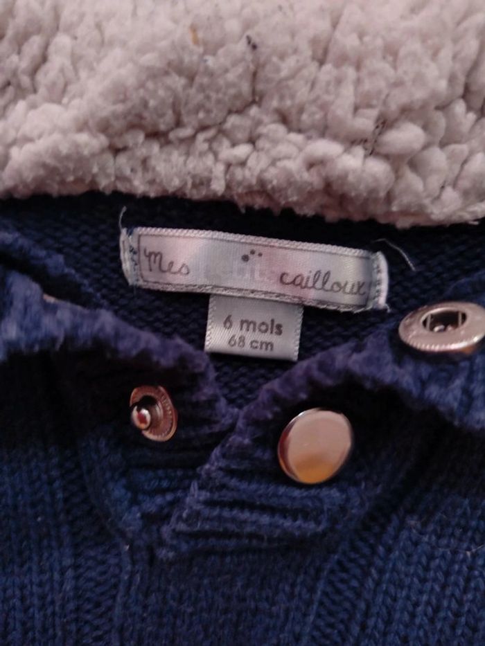 Pull  sweat tricot bébé 6 mois garçon col aviateur sherpa - photo numéro 3