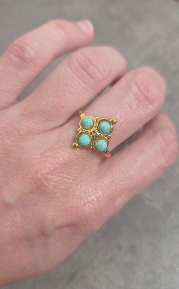 Bague pierre turquoise acier inoxydable ajustable