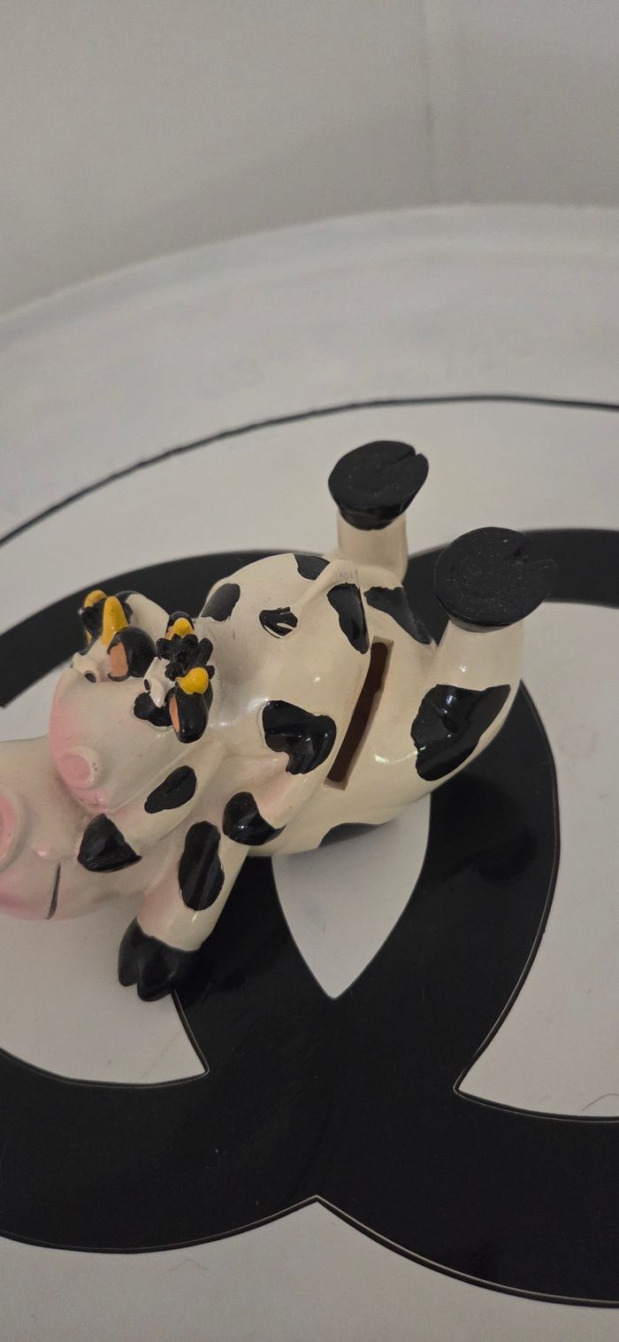 Tirelire vache rigolote en céramique  déco campagne vintage – très bon état - photo numéro 3