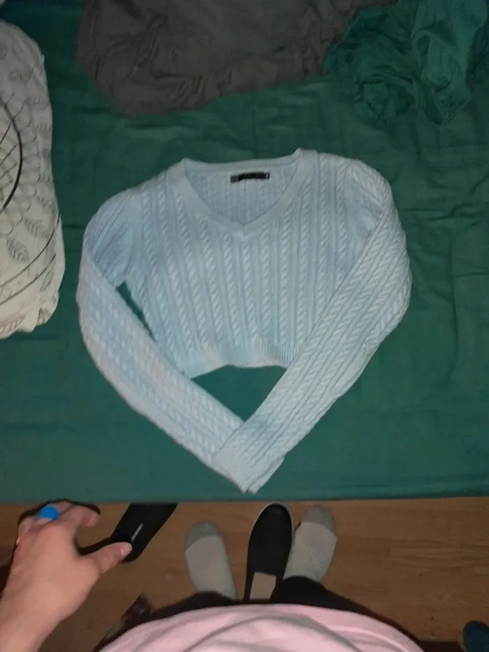 Crop top bleu ciel - photo numéro 2