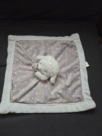 Doudou carré plat mouton blanc et gris - Étoiles- Carter's