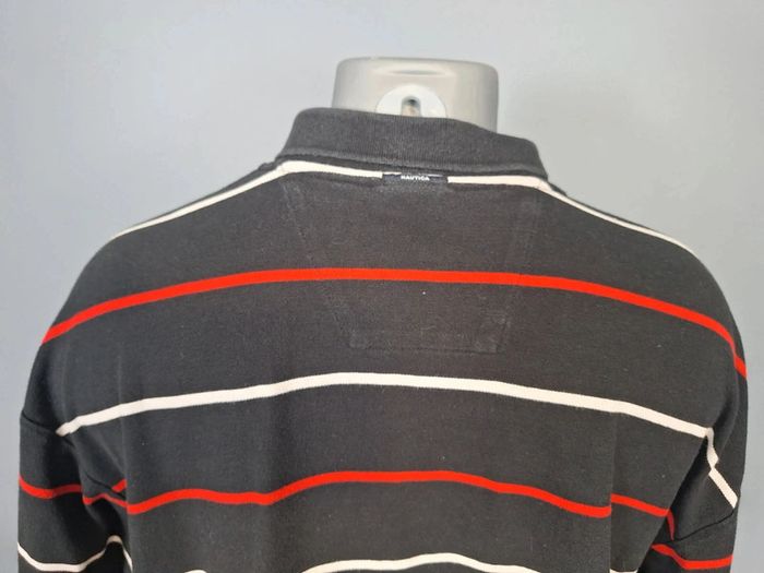 Polo manche courte nautica noir a rayures - taille 2XL - homme brodé (462) - photo numéro 6