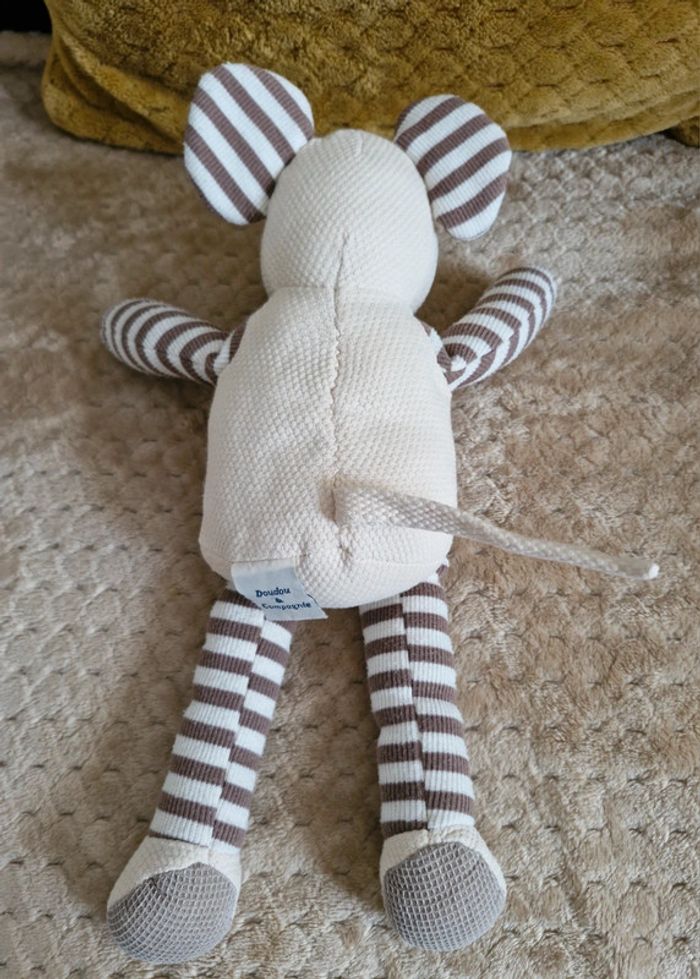 Peluche souris rayée doudou et compagnie nature beige - photo numéro 2